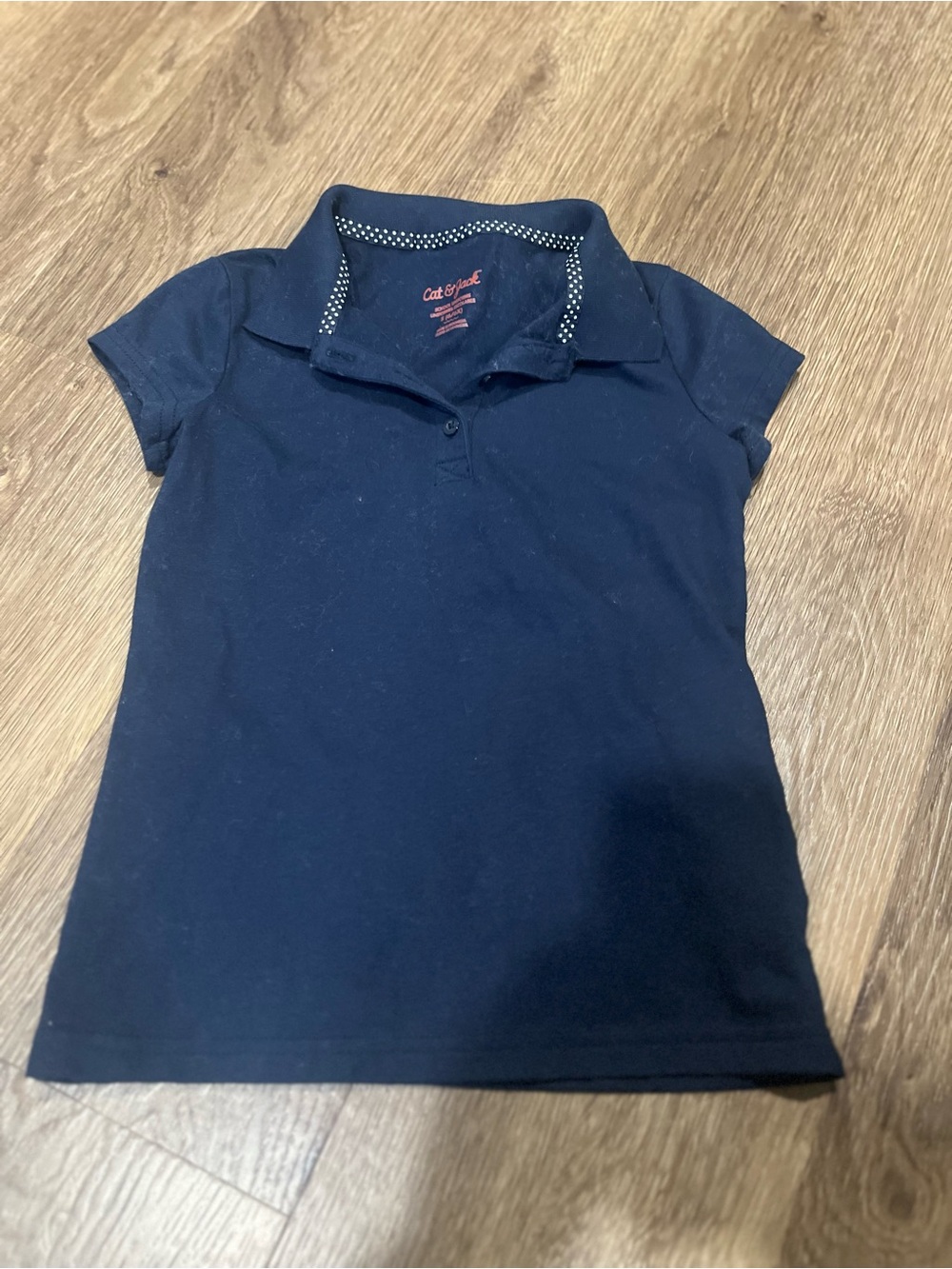 Cat & Jack Navy Girls Polo with Dot-Trim Collar